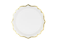 Load image into Gallery viewer, White Paper Dessert Plate With Gold Trim - 6 Pack