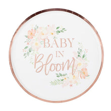 Load image into Gallery viewer, Baby In Bloom Rose Gold Baby Shower Plates, 8ct