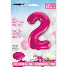 Load image into Gallery viewer, Pink Number 2 Shaped Foil Balloon 34"