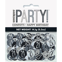 Load image into Gallery viewer, Birthday Black Glitz Number 21 Confetti, .5oz