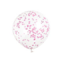 Load image into Gallery viewer, Clear Latex Balloons with Hot Pink Confetti 12", 6ct