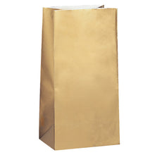 Load image into Gallery viewer, Gold Metallic Paper Party Bags, 10ct
