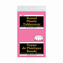 Load image into Gallery viewer, Hot Pink Solid Round Plastic Table Cover, 84"