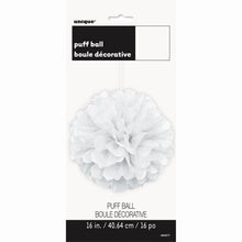 Load image into Gallery viewer, White 16" Hanging Tissue Pom Pom