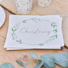 Load image into Gallery viewer, White and Green Christening Paper Napkins -  I’m eco friendly