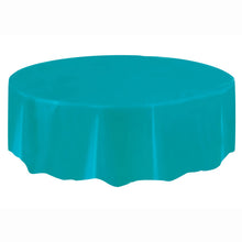Load image into Gallery viewer, Terrific Teal Solid Round Plastic Table Cover, 84"