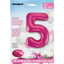 Load image into Gallery viewer, Pink Number 5 Shaped Foil Balloon 34"
