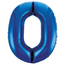 Load image into Gallery viewer, Blue Number 0 Shaped Foil Balloon 34"