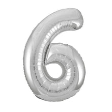 Load image into Gallery viewer, Silver Number 6 Shaped Foil Balloon 34"