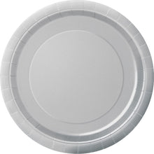 Load image into Gallery viewer, Matte Silver Solid FSC Round 9" Dinner Plates, 16ct
