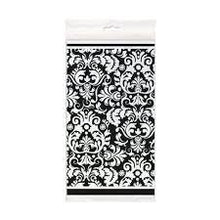 Load image into Gallery viewer, Black Damask Plastic Tablecover - 54" x 84"