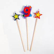 Load image into Gallery viewer, Number 9 Star Birthday Candles Set