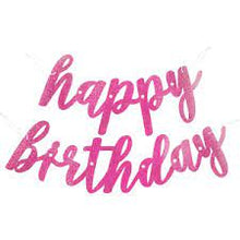 Load image into Gallery viewer, Pink Glitz Script "Happy Birthday" Prismatic Foil Jointed Banner, 2pc