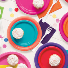 Load image into Gallery viewer, Terrific Teal Solid Round 7" FSC Dessert Plates, 20ct