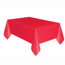 Load image into Gallery viewer, Ruby Red Solid Rectangular Plastic Table Cover, 54"x108"
