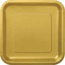 Load image into Gallery viewer, Matte Gold Solid FSC Square 9" Dinner Plates, 14ct