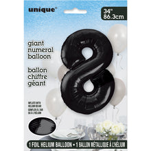 Load image into Gallery viewer, Black Number 8 Shaped Foil Balloon 34"