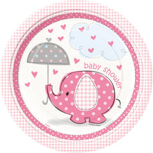 Load image into Gallery viewer, Umbrellaphants Pink Round 9" Dinner Plates - 8ct