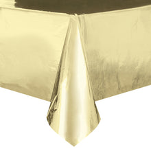 Load image into Gallery viewer, Gold Foil Rectangular Plastic Table Cover, 54&quot;x108&quot;
