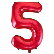 Load image into Gallery viewer, Red Number 5 Shaped Foil Balloon 34"