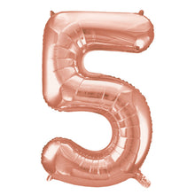 Load image into Gallery viewer, Rose Gold Number 5 Shaped Foil Balloon 34"