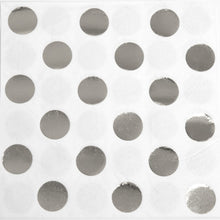 Load image into Gallery viewer, Silver Foil Dots Beverage Napkins, 16ct - Foil Stamped
