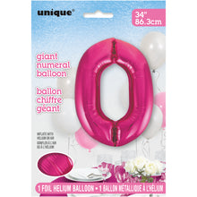 Load image into Gallery viewer, Pink Number 0 Shaped Foil Balloon 34"