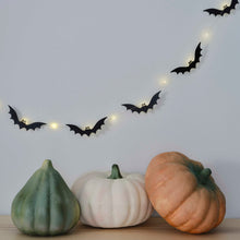Load image into Gallery viewer, Black Bat Wooden Halloween Bunting with Light Up Eyes