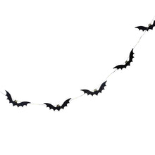 Load image into Gallery viewer, Black Bat Wooden Halloween Bunting with Light Up Eyes