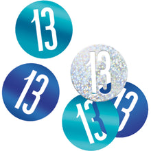 Load image into Gallery viewer, Birthday Blue Glitz Number 13 Confetti, .5oz