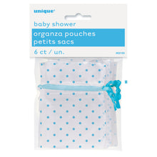 Load image into Gallery viewer, Blue Polka Dots Organza Favor Bags - 6ct