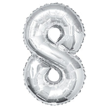 Load image into Gallery viewer, Silver Number 8 Shaped Foil Balloon 34"