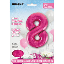 Load image into Gallery viewer, Pink Number 8 Shaped Foil Balloon 34"