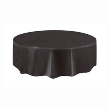 Load image into Gallery viewer, Black Solid Round Plastic Table Cover, 84"