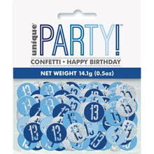 Load image into Gallery viewer, Birthday Blue Glitz Number 13 Confetti, .5oz