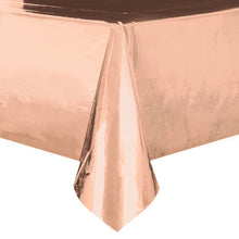 Load image into Gallery viewer, Rose Gold Foil Rectangular Plastic Table Cover, 54&quot;x108&quot;
