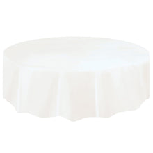 Load image into Gallery viewer, White Solid Round Plastic Table Cover, 84"