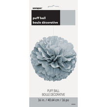 Load image into Gallery viewer, Silver 16" Hanging Tissue Pom Pom