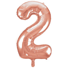 Load image into Gallery viewer, Rose Gold Number 2 Shaped Foil Balloon 34"