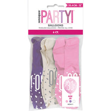 Load image into Gallery viewer, 12" Glitz Petal Pink, Spring Lavender, & White Latex Balloons 30 - 6ct