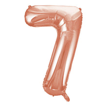 Load image into Gallery viewer, Rose Gold Number 7 Shaped Foil Balloon 34"