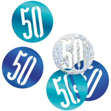 Load image into Gallery viewer, Birthday Blue Glitz Number 50 Confetti, .5oz