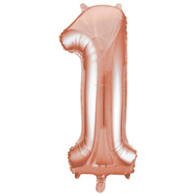 Load image into Gallery viewer, Rose Gold Number 1 Shaped Foil Balloon 34"