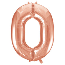 Load image into Gallery viewer, Rose Gold Number 0 Shaped Foil Balloon 34"