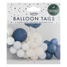 Load image into Gallery viewer, Ginger Ray Silver Happy Birthday Balloon Tails