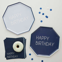 Load image into Gallery viewer, Ginger Ray Navy And Blue Happy Birthday Plates