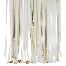 Load image into Gallery viewer, Gold Metallic Party Streamers Backdrop