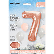 Load image into Gallery viewer, Rose Gold Number 7 Shaped Foil Balloon 34"