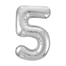 Load image into Gallery viewer, Silver Number 5 Shaped Foil Balloon 34"