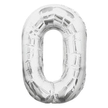 Load image into Gallery viewer, Silver Number 0 Shaped Foil Balloon 34"